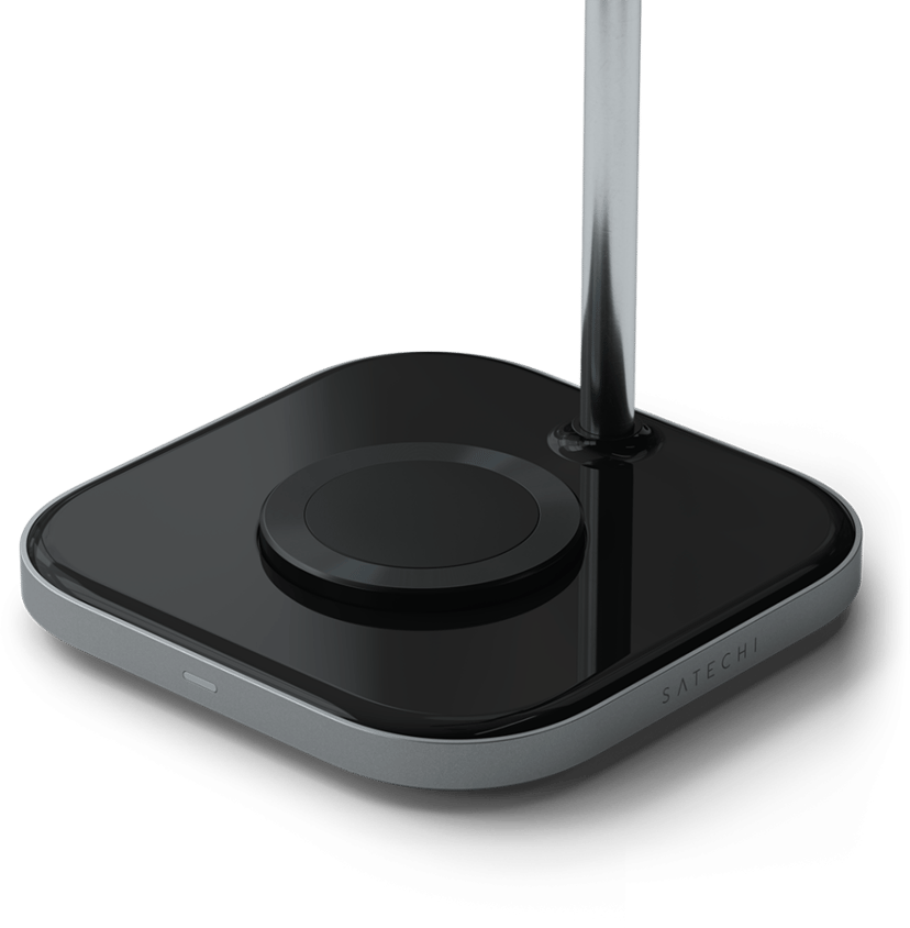 Satechi 2-i-1 hovedtelefonholder med trådløs oplader Sølv, Sort Headset-stativ