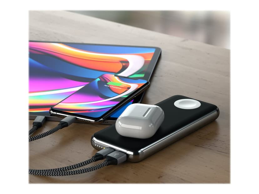 Satechi Quatro Wireless Power Bank 10000mAh Sølv, Svart