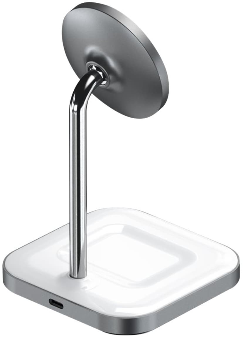 Satechi Magneettinen langaton 2-in-1-latausteline Hopea, Valkoinen