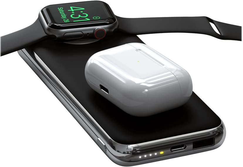 Satechi Quatro Wireless Power Bank 10000mAh Silver, Svart