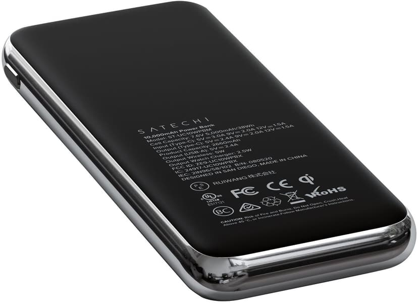 Satechi Quatro Wireless Power Bank 10000mAh Sølv, Svart