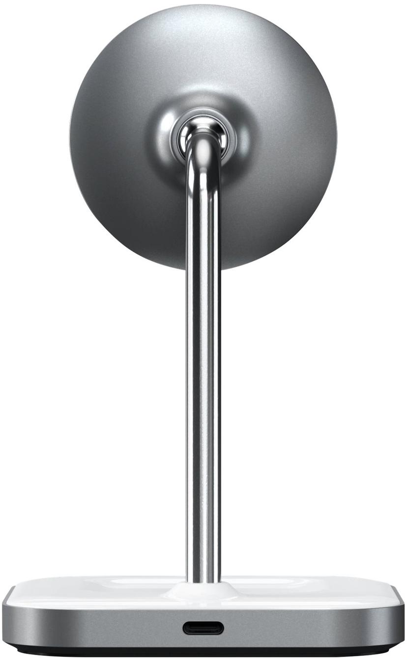 Satechi Magnetic 2-i-1 Wireless Charging Stand Hvid, Sølv