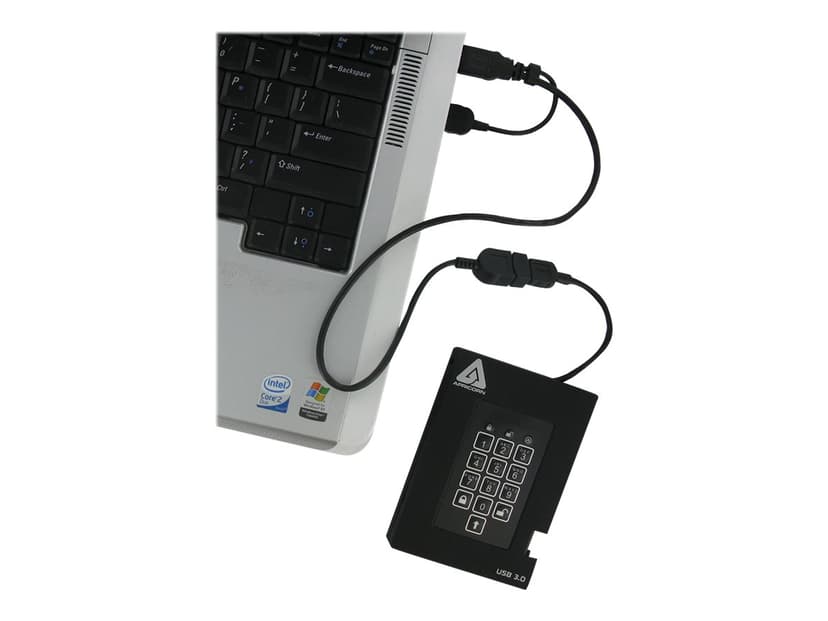 Apricorn Padlock fortress 4TB SSD USB-A Musta