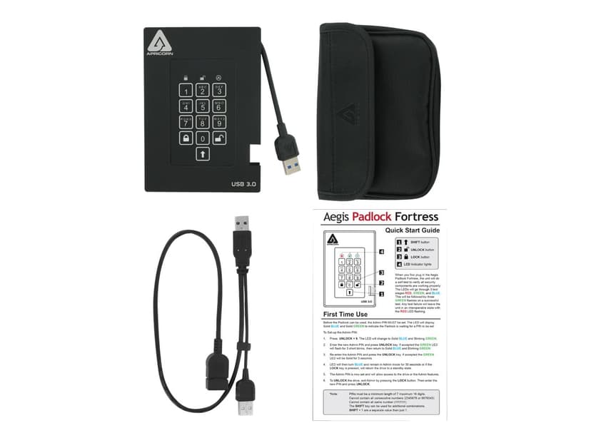 Apricorn Padlock fortress 4TB SSD USB-A Sort