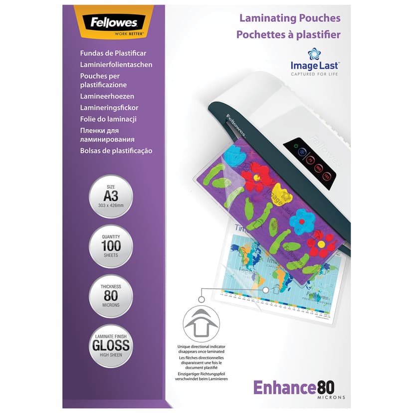 Fellowes Lamineringsficka 80 µm A3 100 st