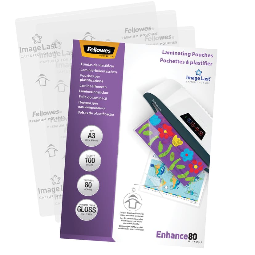 Fellowes Lamineringstaske 80 µm A3 100 stk