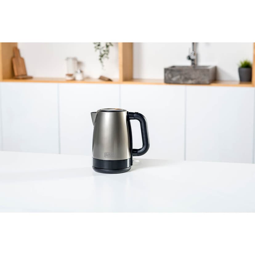 Black & Decker Vedenkeitin 1,2 l harjattua terästä