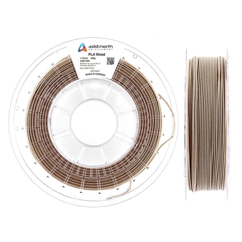 Addnorth PLA Trä - 1.75mm - 500g - Ljus Ek