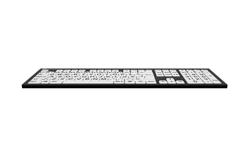 Logickeyboard Largeprint Nero For Pc Slim Black W-keys +lamp