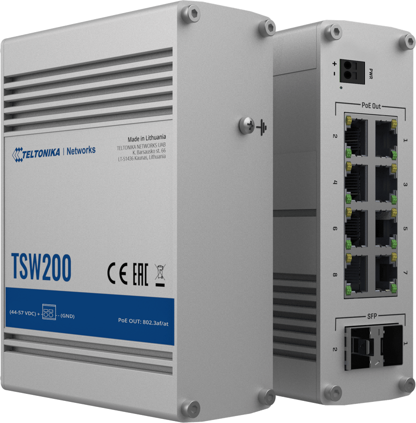 Teltonika TSW200 8-porters PoE 240 watt svitsj