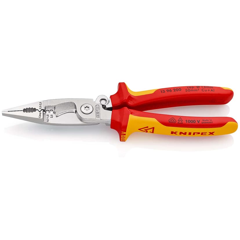 KNIPEX Elektrikertang med kabelsaks VDE 0,7–1,5 mm² 200 mm