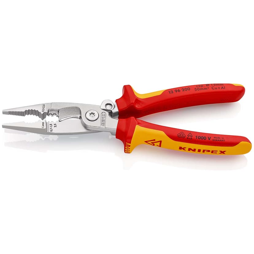 KNIPEX Elektrikertang med kabelsaks VDE 0,7–1,5 mm² 200 mm