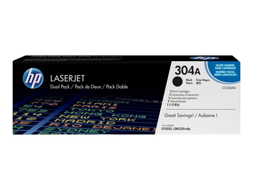 HP Toner Sort 3.5K - CC530AD 2-Pack