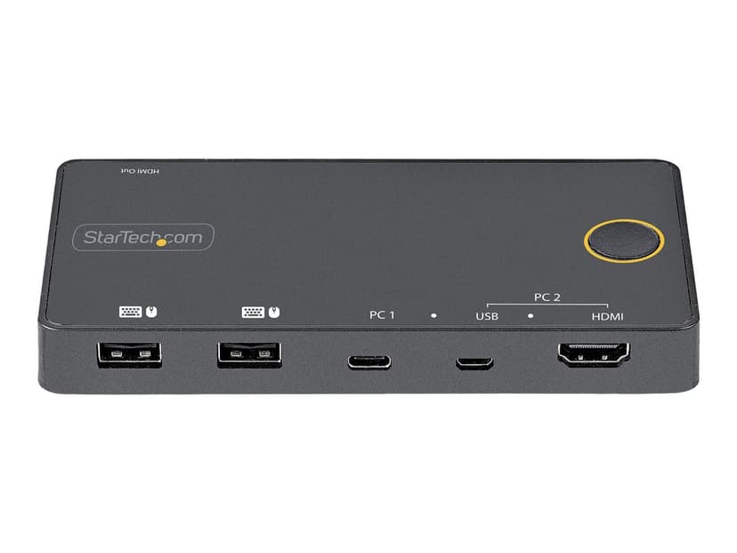 Startech 2-porters Hybrid USB-A + HDMI og USB-C KVM-svitsj