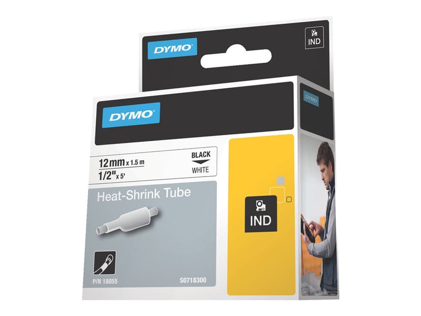Dymo Tape RhinoPRO Krympslang 12mm Svart/Vit