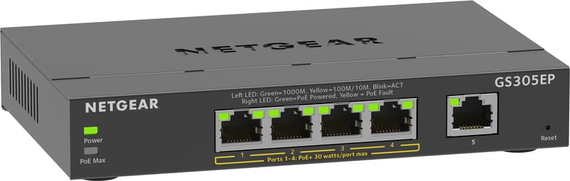 Netgear GS305EP 5-Port Gigabit Ethernet PoE+ Smart Managed Plus Switch