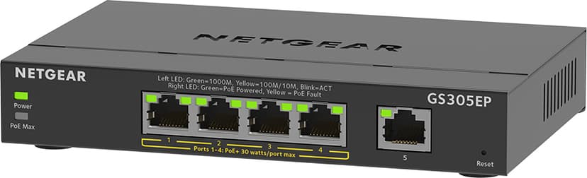 Netgear GS305EP 5-Port Gigabit Ethernet PoE+ Smart Managed Plus Switch