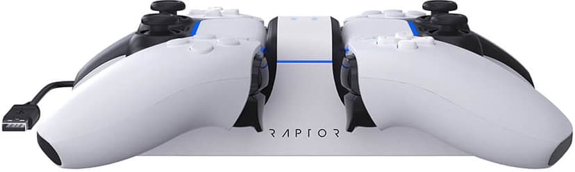 RAPTOR Laddare för Handkontroll Dual PS5 Svart, Vit
