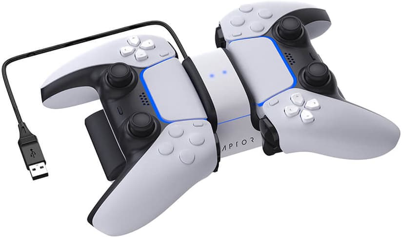 RAPTOR Laddare för Handkontroll Dual PS5 Svart, Vit