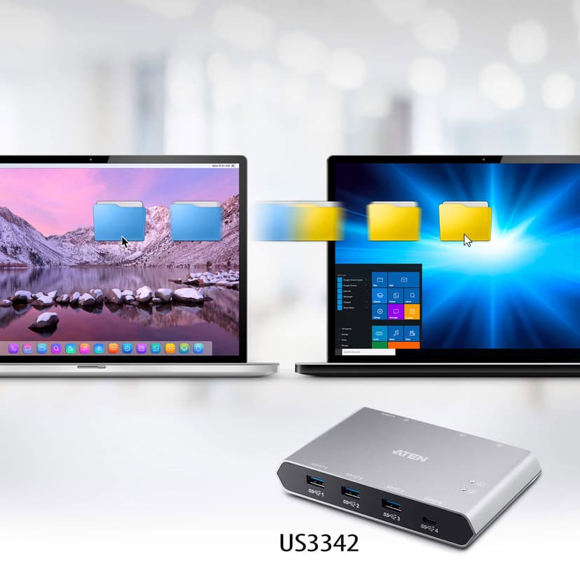 Aten 2-Port USB-C Gen 2 Sharing Switch met Power Pass-through