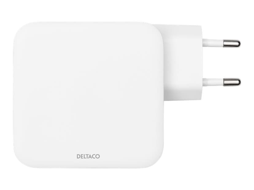 Deltaco USBC-GAN03 mobiililaitteen laturi Universaali Valkoinen AC Sisätila Valkoinen