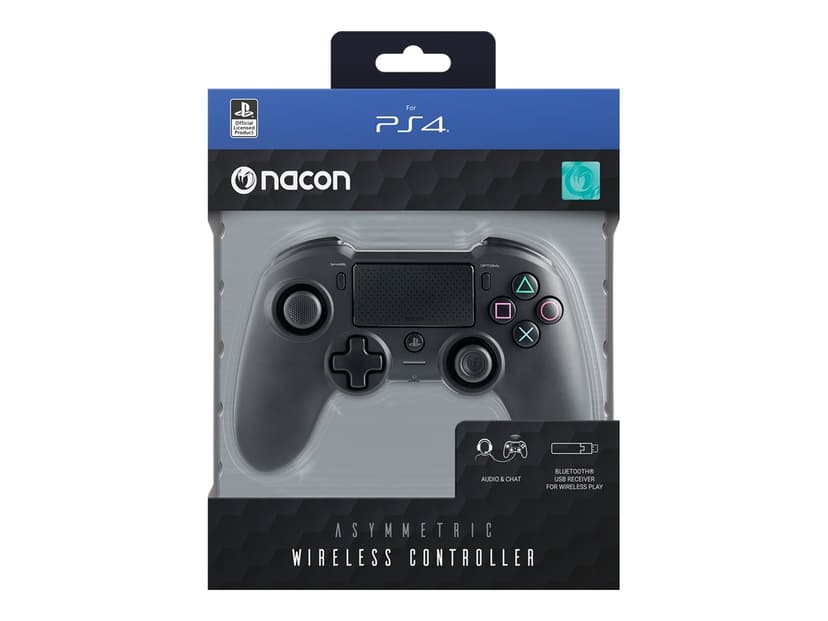Nacon Asymmetric Wireless Svart Bluetooth/USB Gamepad Analog/digital PC, PlayStation 4 Svart