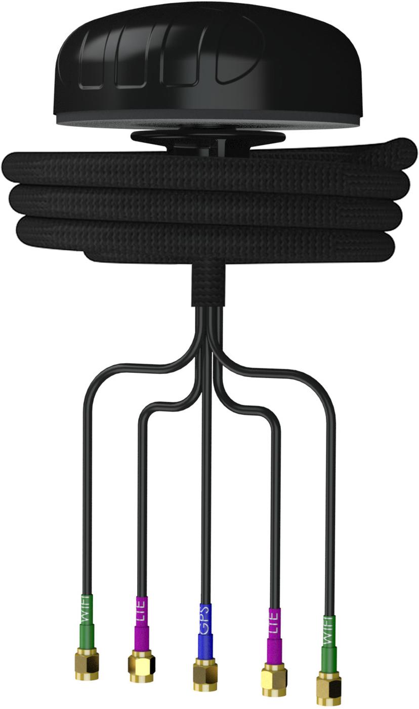 Poynting PUCK-5 Rundstrålende antenne for 2G / 3G / 4G / 5G 2X2 MIMO, WiFi, Bluetooth og GPS Svart