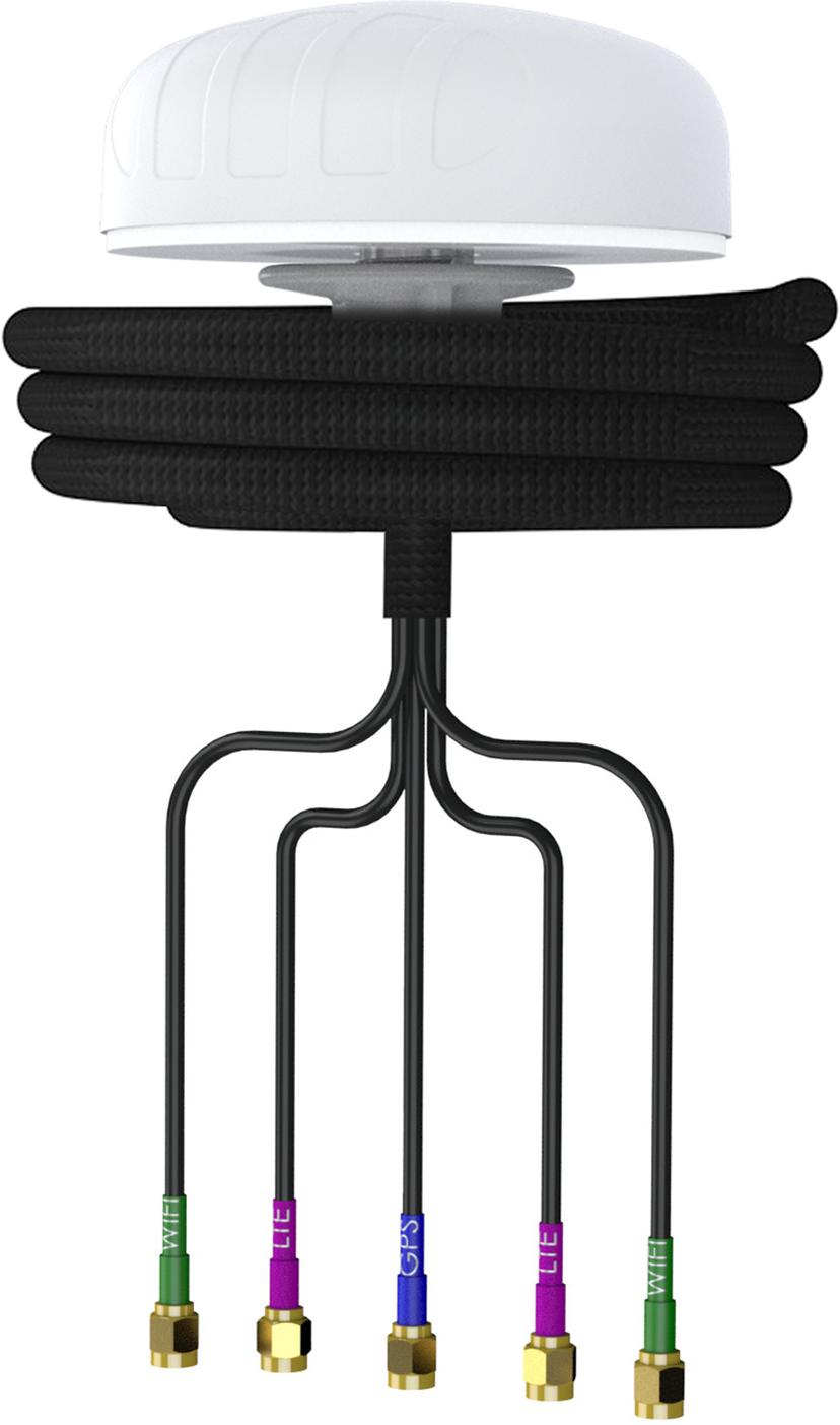 Poynting Ympärisäteilevä PUCK-5-antenni, 2G/3G/4G/5G, 2X2 MIMO, WiFi, Bluetooth ja GPS, valkoinen