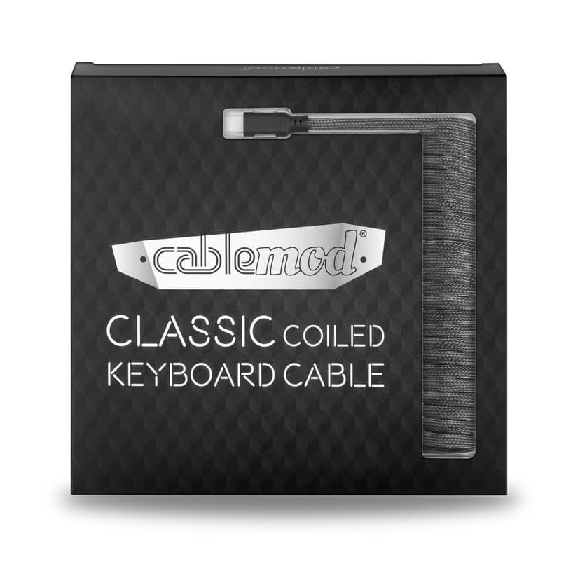 CableMod Classic Coiled Cable - Carbon Grey 1.5m USB A USB C Harmaa