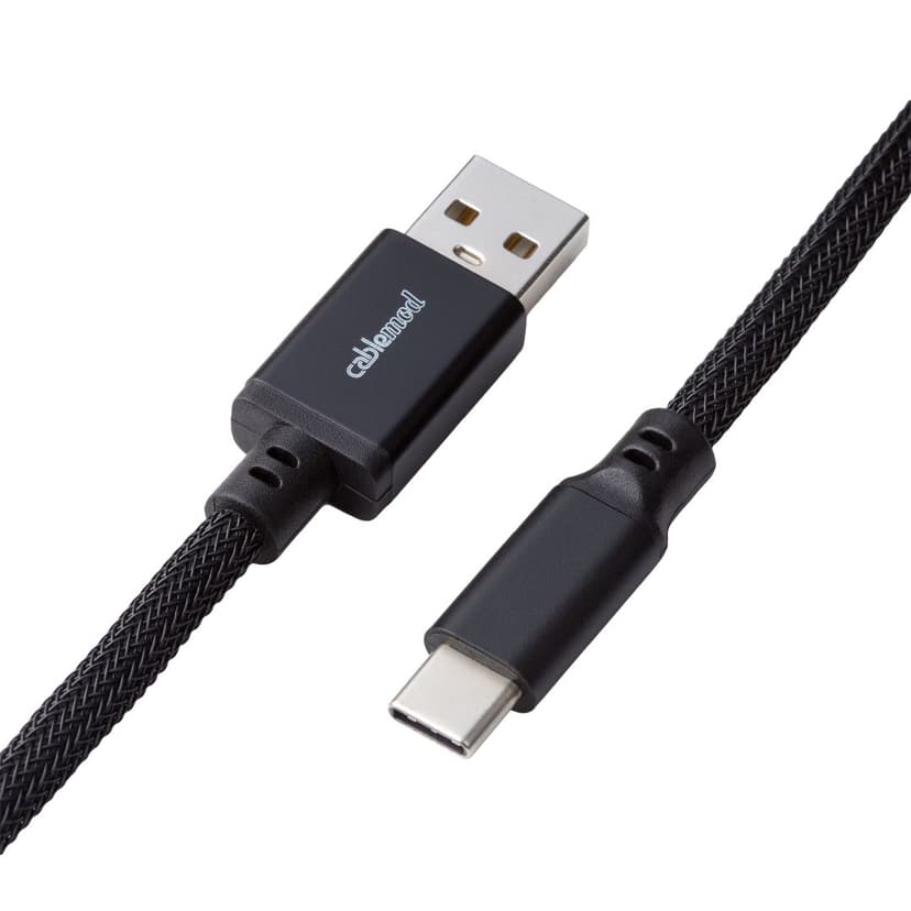 CableMod Classic Coiled Cable - Midnight Black 1.5m. USB A USB C Blå