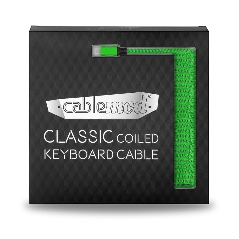 CableMod Classic Coiled Cable - Viper Green 1.5m USB A USB C Vihreä