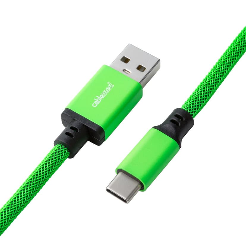 CableMod Classic Coiled Cable - Viper Green 1.5m USB A USB C Vihreä
