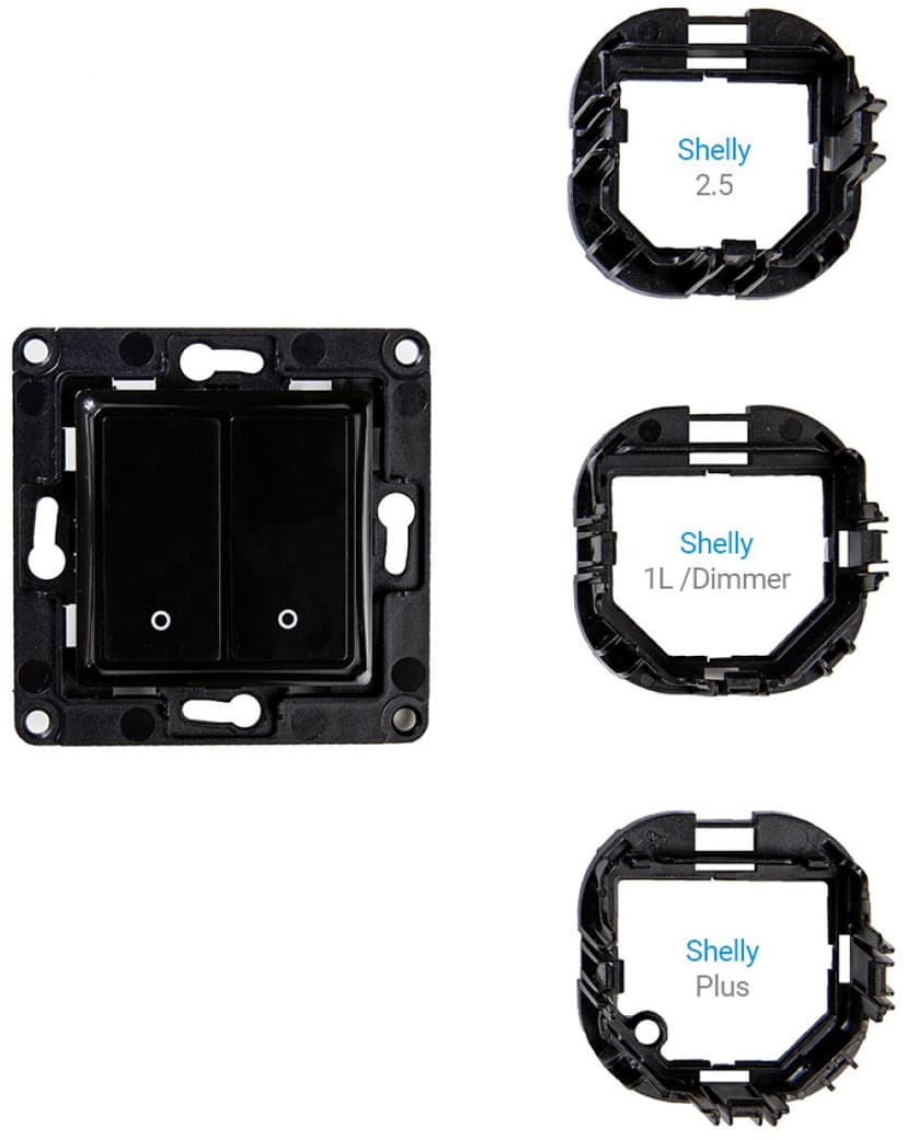Shelly Väggswitch 2 Knappar Svart
