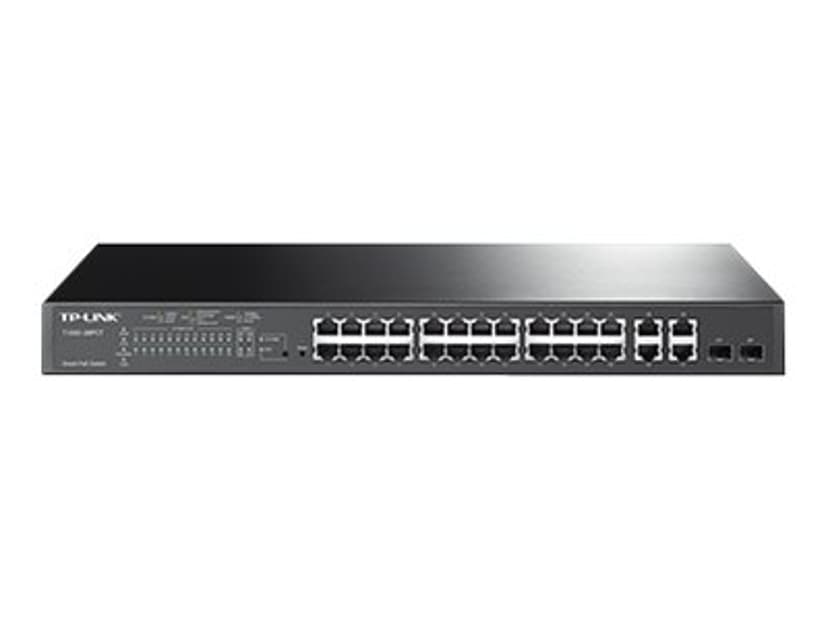 TP-Link JetStream TL-SL2428P nätverksswitchar hanterad L2 Fast Ethernet (10/100) Strömförsörjning via Ethernet (PoE) stöd 1U Svart