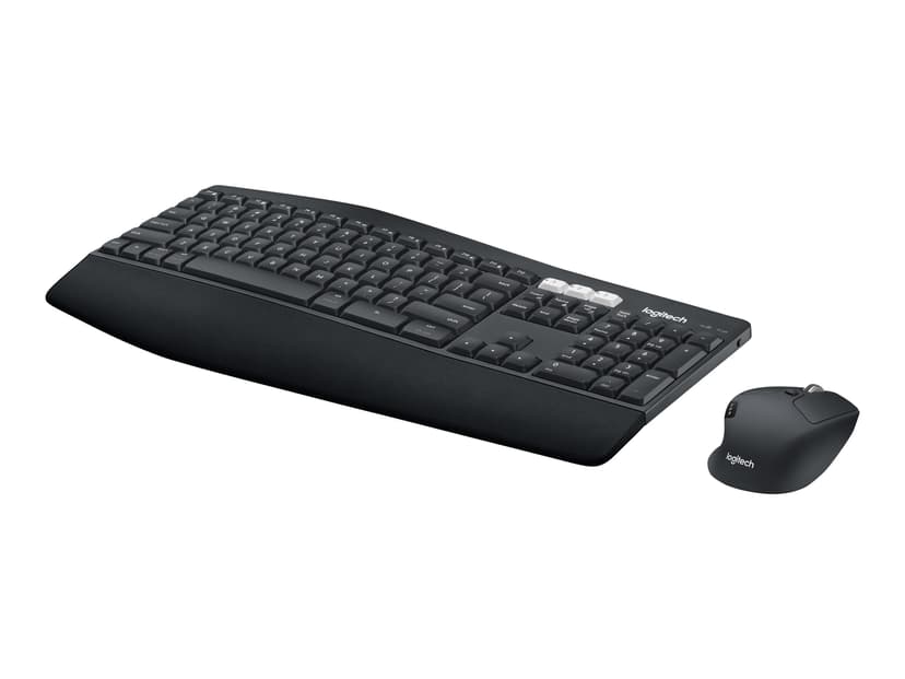Logitech 920-008219 tastatur Mus inkludert Hjem RF trådløs + Bluetooth QWERTY US International Sort Trådløs US International