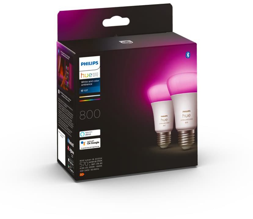 Philips Hue White and Color Ambiance E27 2-pakkaus