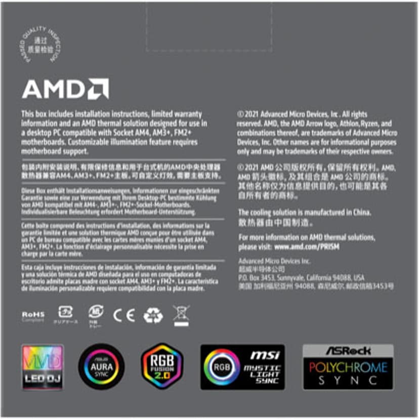 AMD Wraith Prism Luftkjøler Svart