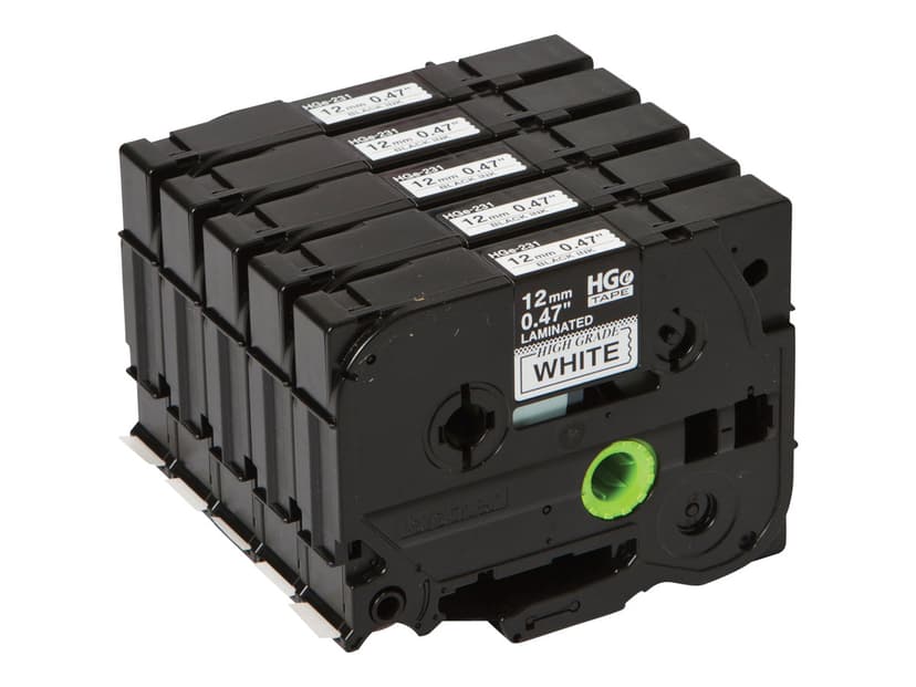 Brother Tape 12mm Hge-231v5 Svart/Vit 5-Pack