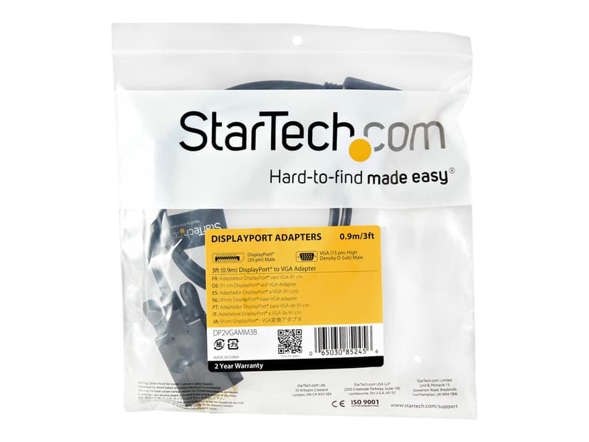 Startech 3 ft DisplayPort to VGA Adapter Cable DP to VGA 0.91m DisplayPort VGA Zwart