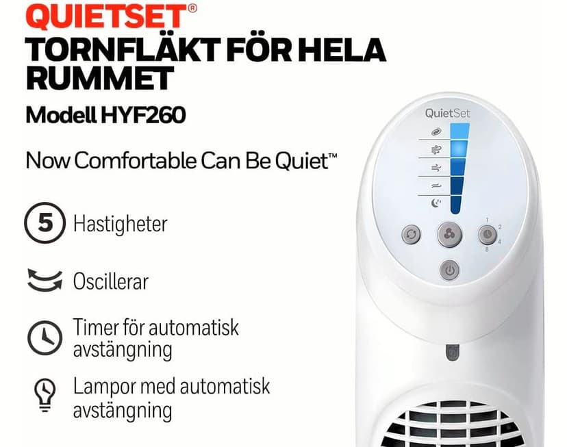 Honeywell QuietSet HYF260E4 Kylfläkt Torn Vit