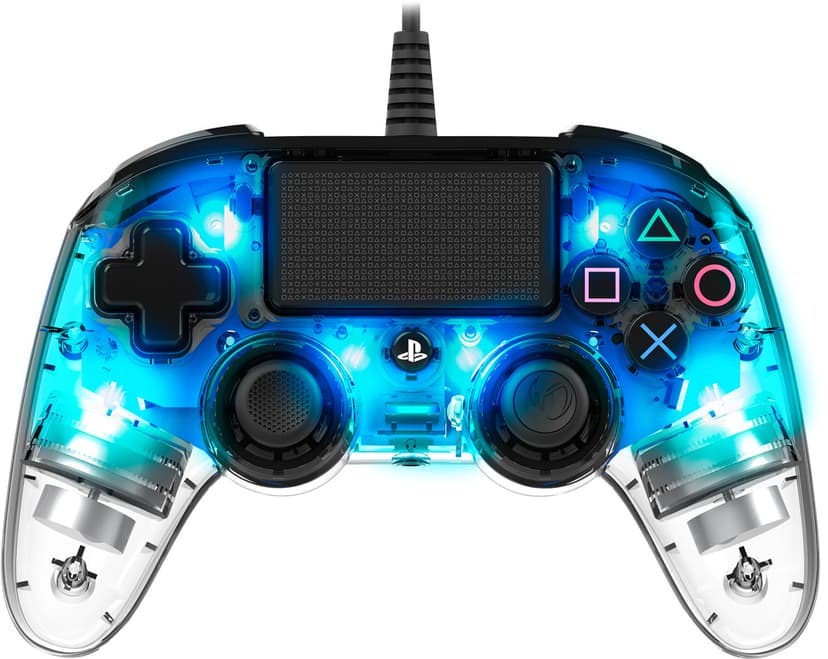 Nacon PS4OFCPADCLBLUE spelkonsoler Blå, Transparent USB Spelplatta Analog / Digital PC, PlayStation 4 Blå, Transparent