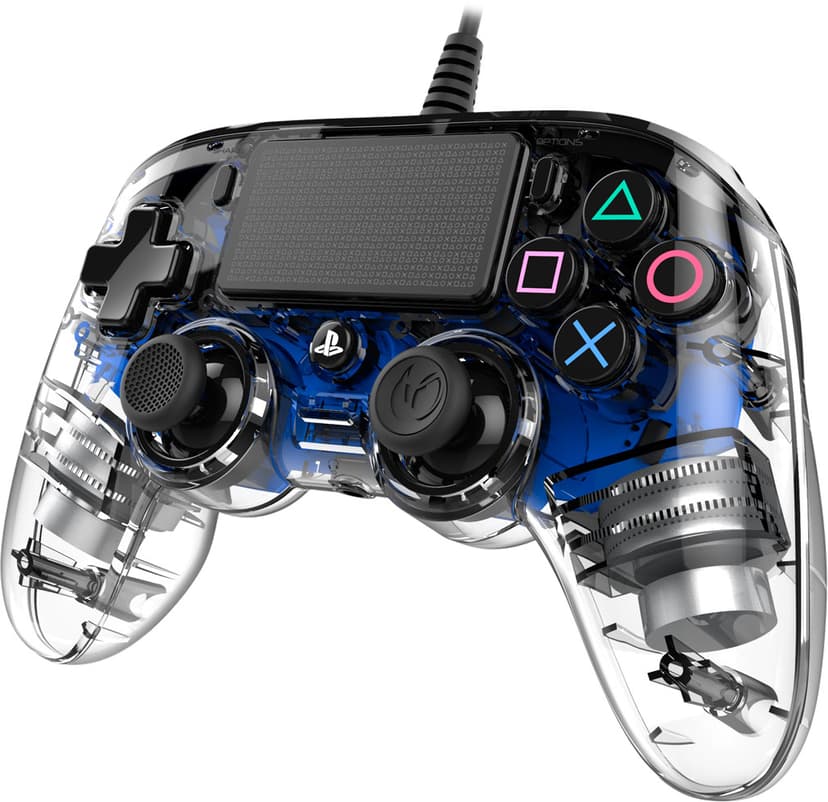 Nacon PS4OFCPADCLBLUE spelkonsoler Blå, Transparent USB Spelplatta Analog / Digital PC, PlayStation 4 Blå, Transparent