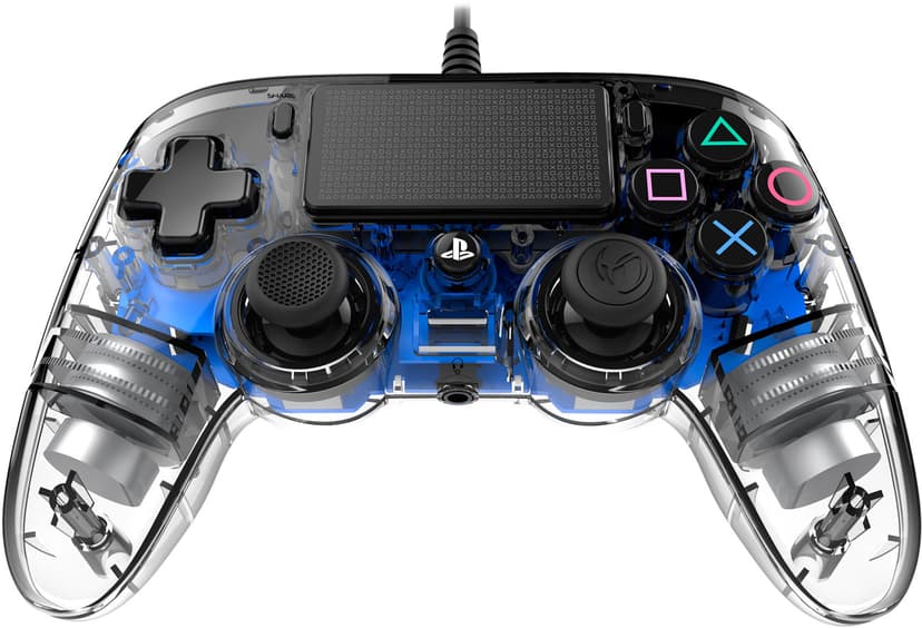 Nacon PS4OFCPADCLBLUE spillkontroller Blå, Gjennomsiktig USB Gamepad Analog/digital PC, PlayStation 4 Blå, Gjennomsiktig