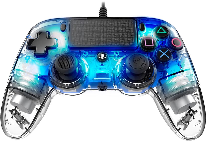 Nacon PS4OFCPADCLBLUE spelkonsoler Blå, Transparent USB Spelplatta Analog / Digital PC, PlayStation 4 Blå, Transparent