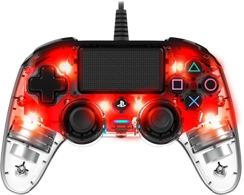 Nacon PS4OFCPADCLRED spelkonsoler Röd, Transparent USB Spelplatta Analog / Digital PC, PlayStation 4 Röd, Transparent