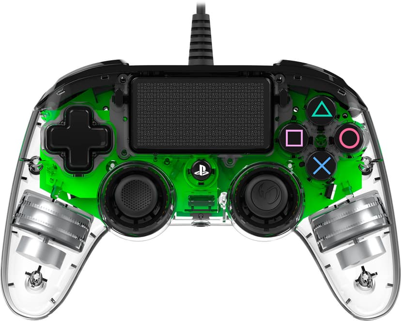 Nacon PS4OFCPADCLGREEN peliohjain Vihreä, Läpinäkyvä USB Pad-ohjain Analoginen/Digitaalinen PC, PlayStation 4 Läpinäkyvä, Vihreä