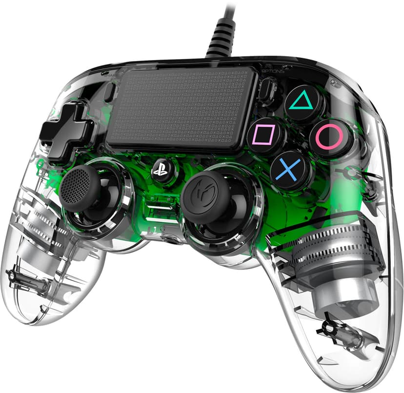 Nacon PS4OFCPADCLGREEN spelkonsoler Grön, Transparent USB Spelplatta Analog / Digital PC, PlayStation 4 Grön, Transparent
