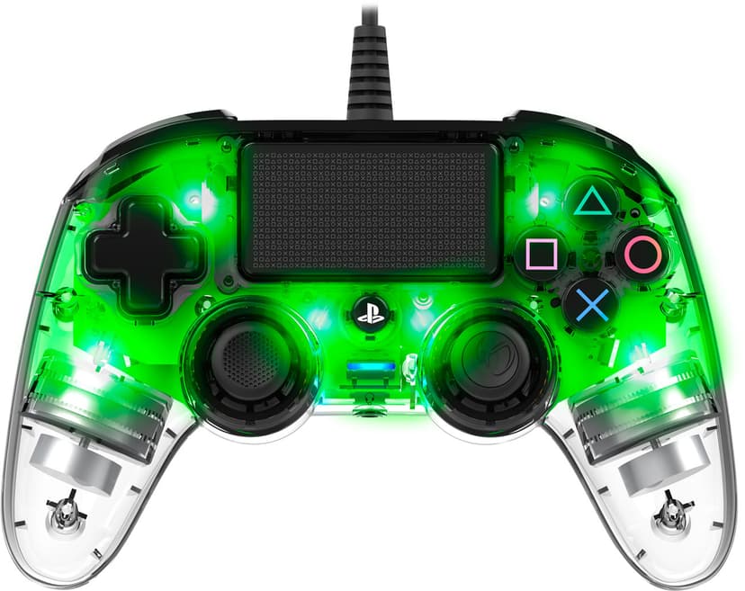 Nacon PS4OFCPADCLGREEN peliohjain Vihreä, Läpinäkyvä USB Pad-ohjain Analoginen/Digitaalinen PC, PlayStation 4 Läpinäkyvä, Vihreä