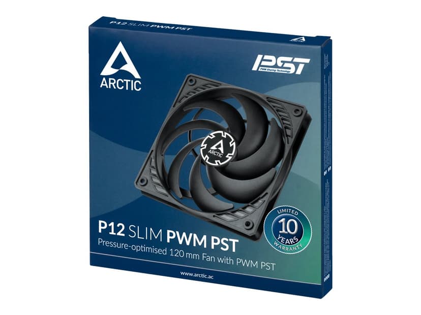 ARCTIC P12 SLIM PWM PST Vifte Svart
