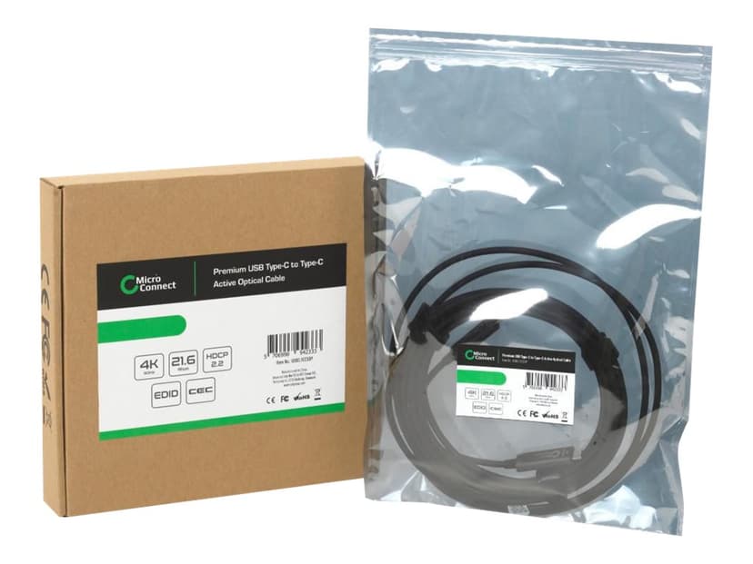 Microconnect MC-USB3.1C15OP USB-kabel USB 3.2 Gen 2 (3.1 Gen 2) 15 m USB C Sort 15m USB C USB C Sort
